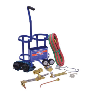 Uniweld K55CM Juego Soldadura Profesional Incluye: Manilla y Punta Soldar, Accesorio y Punta Corte, Regulador Oxigeno y Combustible, Mangueras, Gafas, Encendedor, Llave Tanque, Base /Tanques NO