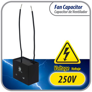 Appli Parts Condensador Capacitor de ventilador 8 mfd (microfaradios) uf 250VAC con 2 cables compatible con cualquier marca de igual capacitancia 4.7cm Ancho 2.2cm Prof 3.4cm Alto CAP-8-250-2C Appli Parts Condensador Capacitor de ventilador 8 mfd (microfaradios) uf 250VAC con 2 cables compatible con cualquier marca de igual capacitancia 4.7cm Ancho 2.2cm Prof 3.4cm Alto CAP-8-250-2C