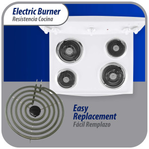 MP21YA Appli Parts Resistencia Cocina Estufa 4 Vueltas,8 pulg, 2100 W, 240 V, Compatible con Whirlpool 8053268, 9761345, 8053268, 9761345, 4165352, 4389732, 4163771, 877983, 879066, TS5W8221SS