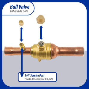 Appli Parts APBV-034 Valvula de Cierre 3/4 pulg tipo Bola de conexion soldable con puerto de servicio SAE de 1/4 de pulg presion maxima de trabajo 610 psi temperaturas de -30 C a 120 C longitud total 180 mm Appli Parts APBV-034 Valvula de Cierre 3/4 pulg tipo Bola de conexion soldable con puerto de servicio SAE de 1/4 de pulg presion maxima de trabajo 610 psi temperaturas de -30 C a 120 C longitud total 180 mm