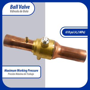 Appli Parts APBV-158 Valvula de Cierre 1-5/8 pulg tipo Bola de conexion soldable con puerto de servicio SAE de 1/4 de pulg presion maxima de trabajo 610 psi temperaturas de -30 C a 120 C longitud total 288 mm Appli Parts APBV-158 Valvula de Cierre 1-5/8 pulg tipo Bola de conexion soldable con puerto de servicio SAE de 1/4 de pulg presion maxima de trabajo 610 psi temperaturas de -30 C a 120 C longitud total 288 mm