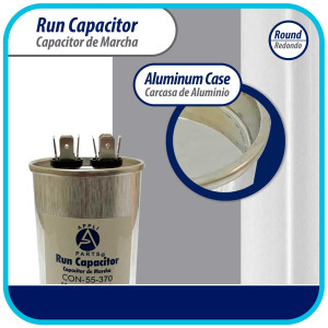 Appli Parts Condensador Capacitor de Marcha 55 Mfd uF (microfaradios) 370VAC CBB65 Universal Aire acondicionado y otras aplicaciones Redondo UL E476928 12cm Alto 5.1cm Ancho CON-55-370-R Appli Parts Condensador Capacitor de Marcha 55 Mfd uF (microfaradios) 370VAC CBB65 Universal Aire acondicionado y otras aplicaciones Redondo UL E476928 12cm Alto 5.1cm Ancho CON-55-370-R