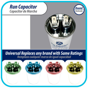 Appli Parts Condensador Capacitor de Marcha 12.5 Mfd uF (microfaradios) 370VAC CBB65 Universal Aire acondicionado y otras aplicaciones Redondo UL E476928 7.6cm Alto 4.1cm Ancho CON-112.5-370-R Appli Parts Condensador Capacitor de Marcha 12.5 Mfd uF (microfaradios) 370VAC CBB65 Universal Aire acondicionado y otras aplicaciones Redondo UL E476928 7.6cm Alto 4.1cm Ancho CON-112.5-370-R