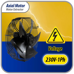 Appli Parts AXF-550 Extractor Axial 550 mm (21-5/8 pulg) 220 V, 1 ph, 60 Hz, 725W 1400 rpm, Rango Temperatura -30 C a 60 C, incluye aspa y base tipo jaula