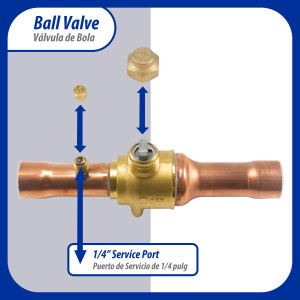 Appli Parts APBV-138 Valvula de Cierre 1-3/8 pulg tipo Bola de conexion soldable con puerto de servicio SAE de 1/4 de pulg presion maxima de trabajo 610 psi temperaturas de -30 C a 120 C longitud total 256 mm Appli Parts APBV-138 Valvula de Cierre 1-3/8 pulg tipo Bola de conexion soldable con puerto de servicio SAE de 1/4 de pulg presion maxima de trabajo 610 psi temperaturas de -30 C a 120 C longitud total 256 mm