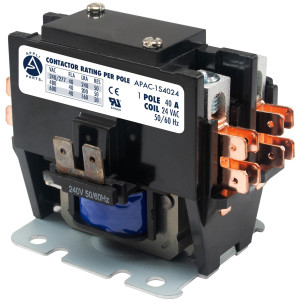 Contactor 1 Polo con Puente de 40 AMP 24 V bobina de repuesto para compresores de CA y aplicaciones electricas UL E476929 Appli Parts modelo APAC-1S4024 Contactor 1 Polo con Puente de 40 AMP 24 V bobina de repuesto para compresores de CA y aplicaciones electricas UL E476929 Appli Parts modelo APAC-1S4024