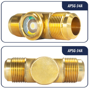 Appli Parts APSG-34A Visor de Liquido 3/4 pulg Flare e Indicador de Humedad con conexiones Rosca con cuerpo solido para Sistemas de Refrigeracion y Aire Acondicionado compatible con refrigerantes CFC, HCFC, HFC Appli Parts APSG-34A Visor de Liquido 3/4 pulg Flare e Indicador de Humedad con conexiones Rosca con cuerpo solido para Sistemas de Refrigeracion y Aire Acondicionado compatible con refrigerantes CFC, HCFC, HFC