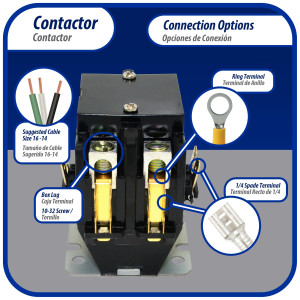 Appli Parts APAC-240120 Contactor 2 Polos 40A 120V Bobina Repuesto para Compresores de CA y Aplicaciones Electricas Certificacion UL E476929 de Trabajo Pesado