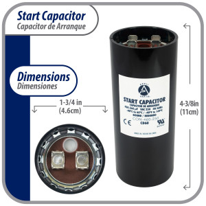 Appli Parts Condensador Capacitor Arranque 460-560 Mfd (microfaradios) uF 250 VAC remplazo universal para motores electricos de distintas aplicaciones 4.6cm Diametro 11cm Alto CON-460-250
 Appli Parts Condensador Capacitor Arranque 460-560 Mfd (microfaradios) uF 250 VAC remplazo universal para motores electricos de distintas aplicaciones 4.6cm Diametro 11cm Alto CON-460-250