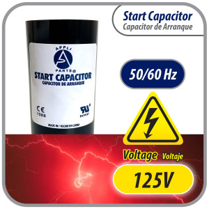 Appli Parts CON-161-110 Capacitor de Arranque 161-193 MFD (microfaradios) uF, 110-125 VAC. Universal para Motores Electricos, condensador de arranque de 3.7 cm de Diametro, 8.6 cm de Alto