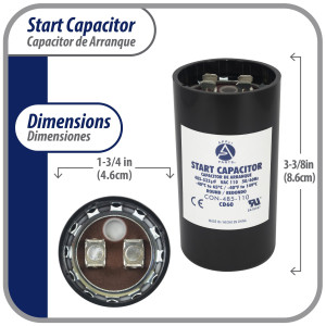 Appli Parts Condensador Capacitor Arranque 485-533 Mfd (microfaradios) uF 110-125 VAC remplazo universal para motores electricos de distintas aplicaciones 4.6cm Diametro 8.6cm Alto CON-485-110
 Appli Parts Condensador Capacitor Arranque 485-533 Mfd (microfaradios) uF 110-125 VAC remplazo universal para motores electricos de distintas aplicaciones 4.6cm Diametro 8.6cm Alto CON-485-110