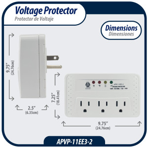 Appli Parts APVP-11EE3-2 Protector 120 V, 50/60 Hz, 12 A, 140 joules para Equipos Electronicos como Televisores, VHS, DVD, Blu Ray y Otros, protege sobrevoltaje y bajo voltaje Appli Parts APVP-11EE3-2 Protector 120 V, 50/60 Hz, 12 A, 140 joules para Equipos Electronicos como Televisores, VHS, DVD, Blu Ray y Otros, protege sobrevoltaje y bajo voltaje