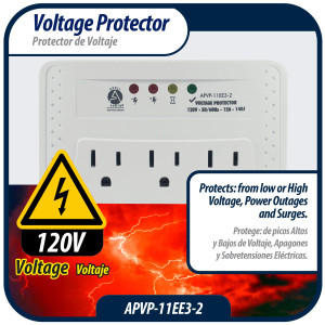Appli Parts APVP-11EE3-2 Protector 120 V, 50/60 Hz, 12 A, 140 joules para Equipos Electronicos como Televisores, VHS, DVD, Blu Ray y Otros, protege sobrevoltaje y bajo voltaje Appli Parts APVP-11EE3-2 Protector 120 V, 50/60 Hz, 12 A, 140 joules para Equipos Electronicos como Televisores, VHS, DVD, Blu Ray y Otros, protege sobrevoltaje y bajo voltaje