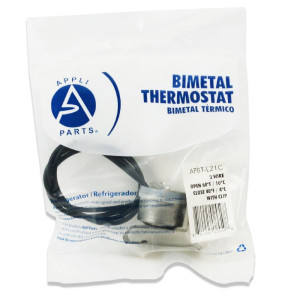 Appli Parts APBT-L21C Bimetal Termico Tipo Asiatico 2 Cables Abre 16 C y Cierra 4 C con Clip, cables Negro y Negro, remplaza BIM-21 Termodisco Appli Parts APBT-L21C Bimetal Termico Tipo Asiatico 2 Cables Abre 16 C y Cierra 4 C con Clip, cables Negro y Negro, remplaza BIM-21 Termodisco