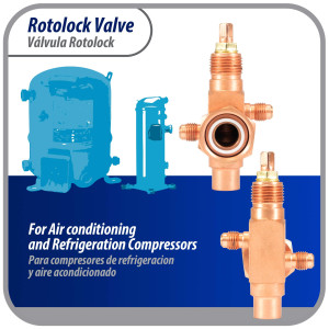 Appli Parts APRV-VA06 Valvula Rotolock V06 1 pulg x 1/2 pulg Soldable con puertos de acceso de 1/4 pulg Universal para sistemas de refrigeracion y aire acondicionado Appli Parts APRV-VA06 Valvula Rotolock V06 1 pulg x 1/2 pulg Soldable con puertos de acceso de 1/4 pulg Universal para sistemas de refrigeracion y aire acondicionado