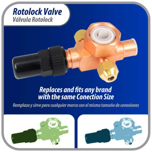 Appli Parts APRV-VA06 Valvula Rotolock V06 1 pulg x 1/2 pulg Soldable con puertos de acceso de 1/4 pulg Universal para sistemas de refrigeracion y aire acondicionado Appli Parts APRV-VA06 Valvula Rotolock V06 1 pulg x 1/2 pulg Soldable con puertos de acceso de 1/4 pulg Universal para sistemas de refrigeracion y aire acondicionado