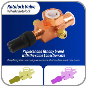 Appli Parts APRV-VA05 Valvula Rotolock V05 1-1/4 pulg x 7/8 pulg Soldable con puertos de acceso de 1/4 pulg Universal para sistemas de refrigeracion y aire acondicionado Appli Parts APRV-VA05 Valvula Rotolock V05 1-1/4 pulg x 7/8 pulg Soldable con puertos de acceso de 1/4 pulg Universal para sistemas de refrigeracion y aire acondicionado
