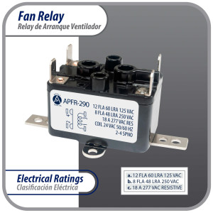 Appli Parts APFR-290 Rele de ventilador 90-290, de conmutacion de servicio pesado Bobina de 24 V, CA, SPST, Normalmente Abierto, Soporte de posicion de ajuste multiple aplicacion universal Appli Parts APFR-290 Rele de ventilador 90-290, de conmutacion de servicio pesado Bobina de 24 V, CA, SPST, Normalmente Abierto, Soporte de posicion de ajuste multiple aplicacion universal