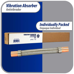 Appli Parts APVE-118 Antivibrador 1-1/8 pulg Soldable Eliminador de Vibracion 33cm Largo 450psi presion maxima de trabajo y 3.265psi presion de rotura Appli Parts APVE-118 Antivibrador 1-1/8 pulg Soldable Eliminador de Vibracion 33cm Largo 450psi presion maxima de trabajo y 3.265psi presion de rotura