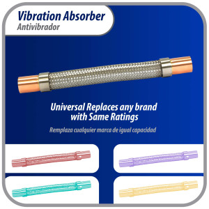 Appli Parts APVE-118 Antivibrador 1-1/8 pulg Soldable Eliminador de Vibracion 33cm Largo 450psi presion maxima de trabajo y 3.265psi presion de rotura Appli Parts APVE-118 Antivibrador 1-1/8 pulg Soldable Eliminador de Vibracion 33cm Largo 450psi presion maxima de trabajo y 3.265psi presion de rotura