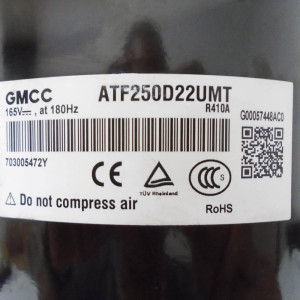 GMCC Compresor Rotativo Inverter ATF250D22UMT R-410a 11103020000319
Sirve: EIVCU036CXXB EIHCU036CXXB EDEM036H18B EDEM030H18B  MCHS30PSH2 MCHS36PSH2