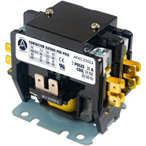 Appli Parts APAC-23024 Contactor 2 Polos 30A 24V Bobina Repuesto para Compresores de CA y Aplicaciones Electricas Certificacion UL E476929 de Trabajo Pesado