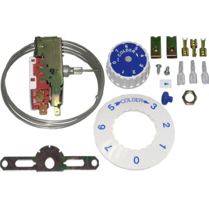 Appli Parts APRT-1013 Termostato Refrigeracion Tipo VP4 Refrigerador 1 Puerta Push Button, Corte interno frio a 5.5 C, Corte externo frio a 1.5 C, Corte interno caliente a 12.5 C, capilar de 1200 mm