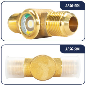 Appli Parts APSG-58A Visor de Liquido 5/8 pulg Flare e Indicador de Humedad con conexiones Rosca con cuerpo solido para Sistemas de Refrigeracion y Aire Acondicionado compatible con refrigerantes CFC, HCFC, HFC Appli Parts APSG-58A Visor de Liquido 5/8 pulg Flare e Indicador de Humedad con conexiones Rosca con cuerpo solido para Sistemas de Refrigeracion y Aire Acondicionado compatible con refrigerantes CFC, HCFC, HFC
