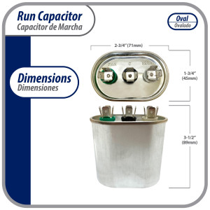 Appli Parts Condensador Capacitor de Marcha 30+5 Mfd uF (microfaradios) 370VAC CBB65 Universal Aire acondicionado y otras aplicaciones Ovalado UL E476928 CON-30/5-370 Appli Parts Condensador Capacitor de Marcha 30+5 Mfd uF (microfaradios) 370VAC CBB65 Universal Aire acondicionado y otras aplicaciones Ovalado UL E476928 CON-30/5-370