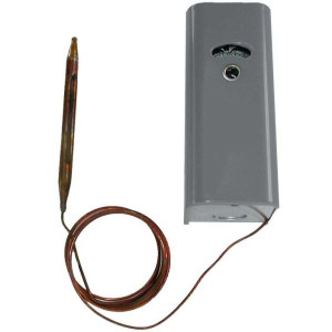 White Rodgers 1609-101 Termostato con Bulbo Remoto -34C a 32C Accion Hidraulica, Caja de Acero a Prueba de Polvo con Entradas Superior e Inferior, Dial Ajustable en F y C, Alta Capacidad Electrica