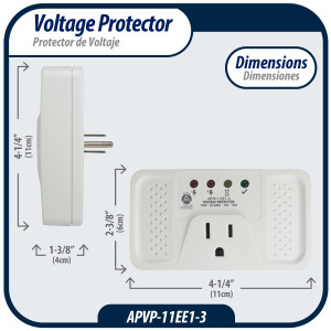 Appli Parts APVP-11EE1-3 Protector de Voltaje 120 V, 50/60 Hz, 12 A, 140 joules, para Refrigerador, actua como supresor de picos, funciona con todas las marcas de electrodomesticos Appli Parts APVP-11EE1-3 Protector de Voltaje 120 V, 50/60 Hz, 12 A, 140 joules, para Refrigerador, actua como supresor de picos, funciona con todas las marcas de electrodomesticos