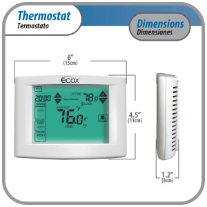 Termostato Ecox Digital pantalla tactil 12.5cm, Programable 7+0, 1 Etapa, Touch Screen 24v Termostato Ecox Digital pantalla tactil 12.5cm, Programable 7+0, 1 Etapa, Touch Screen 24v
