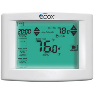 Termostato Ecox Digital pantalla tactil 12.5cm, Programable 7+0, 1 Etapa, Touch Screen 24v Termostato Ecox Digital pantalla tactil 12.5cm, Programable 7+0, 1 Etapa, Touch Screen 24v