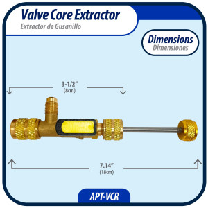 Appli Parts APT-VCR Extractor Valvula de Gusanillo Servicio con llave de paso, herramienta para sistemas de refrigeracion y Aire Acondicionado
