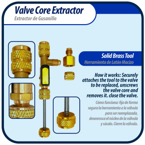 Appli Parts APT-VCR Extractor Valvula de Gusanillo Servicio con llave de paso, herramienta para sistemas de refrigeracion y Aire Acondicionado