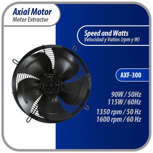Appli Parts AXF-300 Extractor Axial 300 mm (11-3/4 pulg) 220 V, 1 ph, 50-60 Hz, 115W 1600 rpm, Rango Temperatura -30 C a 60 C, incluye aspa y base tipo jaula Appli Parts AXF-300 Extractor Axial 300 mm (11-3/4 pulg) 220 V, 1 ph, 50-60 Hz, 115W 1600 rpm, Rango Temperatura -30 C a 60 C, incluye aspa y base tipo jaula