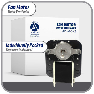 Appli Parts APFM-672 1/130 Hp Motor Ventilador, 220 V, 50/60 Hz, 3000 rpm, rotacion Reversible, Kit Universal, eje 3/16 pulg x 1-1/4 pulg largo, incluye 2 Aspa 4 y 5.5 pulg, UL, NUV-672, SM672