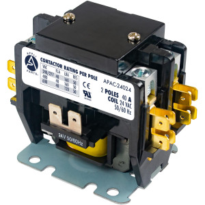 Appli Parts APAC-24024 Contactor 2 Polos 40A 24V Bobina Repuesto para Compresores de CA y Aplicaciones Electricas Certificacion UL E476929 de Trabajo Pesado