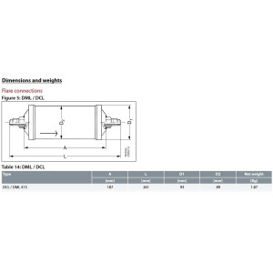 Danfoss 023Z0103 Filtro Secador 5/8pulg linea de Liquido para sistemas de aire acondicionado y refrigeracion DCL 415 Roscable 12-17.6tons Unidireccional 26.1cm Largo 9.3cm Ancho