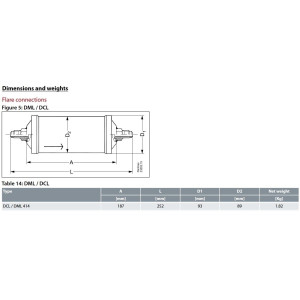 Danfoss 023Z0102 Filtro Secador 1/2pulg linea de Liquido para sistemas de aire acondicionado y refrigeracion DCL 414 Roscable 6.6-10tons Unidireccional 25.2cm Largo 9.3cm Ancho