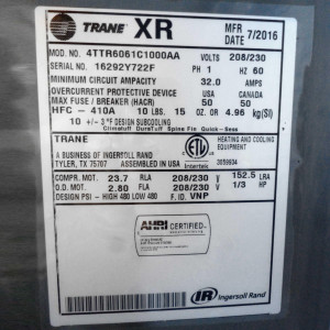 Unidad Cond. Descarga Vertical 60.000btu Xr16 Trane Seer17 R410 208-230v/60hz/1ph 4ttr6061c1 Unidad Cond. Descarga Vertical 60.000btu Xr16 Trane Seer17 R410 208-230v/60hz/1ph 4ttr6061c1