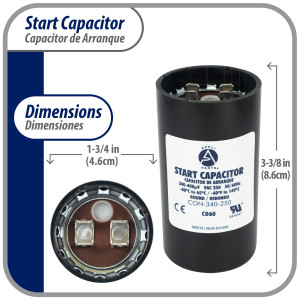 Appli Parts Condensador Capacitor Arranque 340-408 Mfd (microfaradios) uF 250 VAC remplazo universal para motores electricos de distintas aplicaciones 4.6cm Diametro 8.6cm Alto CON-340-250
 Appli Parts Condensador Capacitor Arranque 340-408 Mfd (microfaradios) uF 250 VAC remplazo universal para motores electricos de distintas aplicaciones 4.6cm Diametro 8.6cm Alto CON-340-250