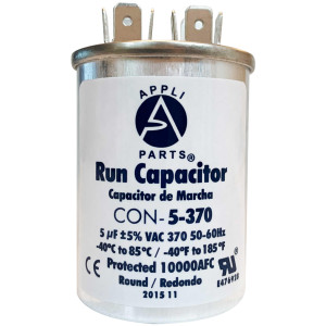 Appli Parts Condensador Capacitor de Marcha 5 Mfd uF (microfaradios) 370VAC CBB65 Universal Aire acondicionado y otras aplicaciones Redondo UL E476928 6.7cm Alto 4.1cm Ancho CON-5-370-R Appli Parts Condensador Capacitor de Marcha 5 Mfd uF (microfaradios) 370VAC CBB65 Universal Aire acondicionado y otras aplicaciones Redondo UL E476928 6.7cm Alto 4.1cm Ancho CON-5-370-R