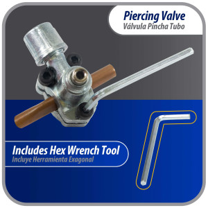 Appli Parts APT-PV110 Valvula perforadora 1/4, 5/16 o 3/8 pulg, tipo bala con adaptadores y sello para sistemas de refrigeracion con puerto de servicio SAE de 1/4 pulg Appli Parts APT-PV110 Valvula perforadora 1/4, 5/16 o 3/8 pulg, tipo bala con adaptadores y sello para sistemas de refrigeracion con puerto de servicio SAE de 1/4 pulg