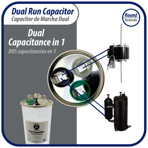 Appli Parts Condensador Capacitor de Marcha 25+5 Mfd uF (microfaradios) 370VAC CBB65 Universal Aire acondicionado y otras aplicaciones Redondo UL E476928 5cm Ancho 9cm Alto CON-25/5-370 Appli Parts Condensador Capacitor de Marcha 25+5 Mfd uF (microfaradios) 370VAC CBB65 Universal Aire acondicionado y otras aplicaciones Redondo UL E476928 5cm Ancho 9cm Alto CON-25/5-370