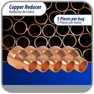 Appli Parts AP-R118058 Reductor de Cobre de 1-1/8x5/8 pulg Conexiones CxC soldadas para aplicaciones de refrigeracion, aire acondicionado y plomeria Tuberia de cobre ACR y Tipo L Appli Parts AP-R118058 Reductor de Cobre de 1-1/8x5/8 pulg Conexiones CxC soldadas para aplicaciones de refrigeracion, aire acondicionado y plomeria Tuberia de cobre ACR y Tipo L