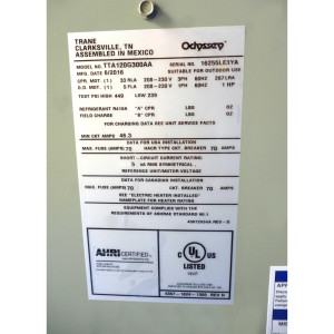 Unidad Cond. Descarga Vertical 120.000btu R410 208-230v/60hz/3ph Trane Tta120g300a Unidad Cond. Descarga Vertical 120.000btu R410 208-230v/60hz/3ph Trane Tta120g300a