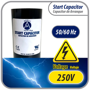 Appli Parts Condensador Capacitor Arranque 300-360 Mfd (microfaradios) uF 250 VAC remplazo universal para motores electricos de distintas aplicaciones 4.6cm Diametro 8.6cm Alto CON-300-250
 Appli Parts Condensador Capacitor Arranque 300-360 Mfd (microfaradios) uF 250 VAC remplazo universal para motores electricos de distintas aplicaciones 4.6cm Diametro 8.6cm Alto CON-300-250
