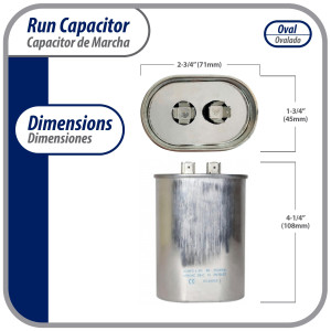 Appli Parts Condensador Capacitor de Marcha 20 Mfd uF (microfaradios) 370VAC CBB65 Universal Aire acondicionado y otras aplicaciones Ovalado UL E476928 CON-20-370 Appli Parts Condensador Capacitor de Marcha 20 Mfd uF (microfaradios) 370VAC CBB65 Universal Aire acondicionado y otras aplicaciones Ovalado UL E476928 CON-20-370