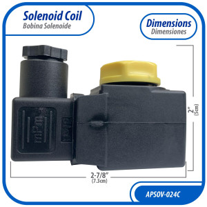 Appli Parts APSOV-024C Bobina Valvula Solenoide DC 24 V, 50/60 Hz, compatible con todos los refrigerantes fluorados CFC, HCFC y HFC, valvula no incluida